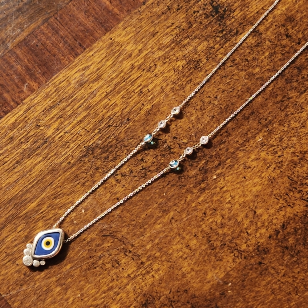 .925 Sterling Silver evil eye necklace